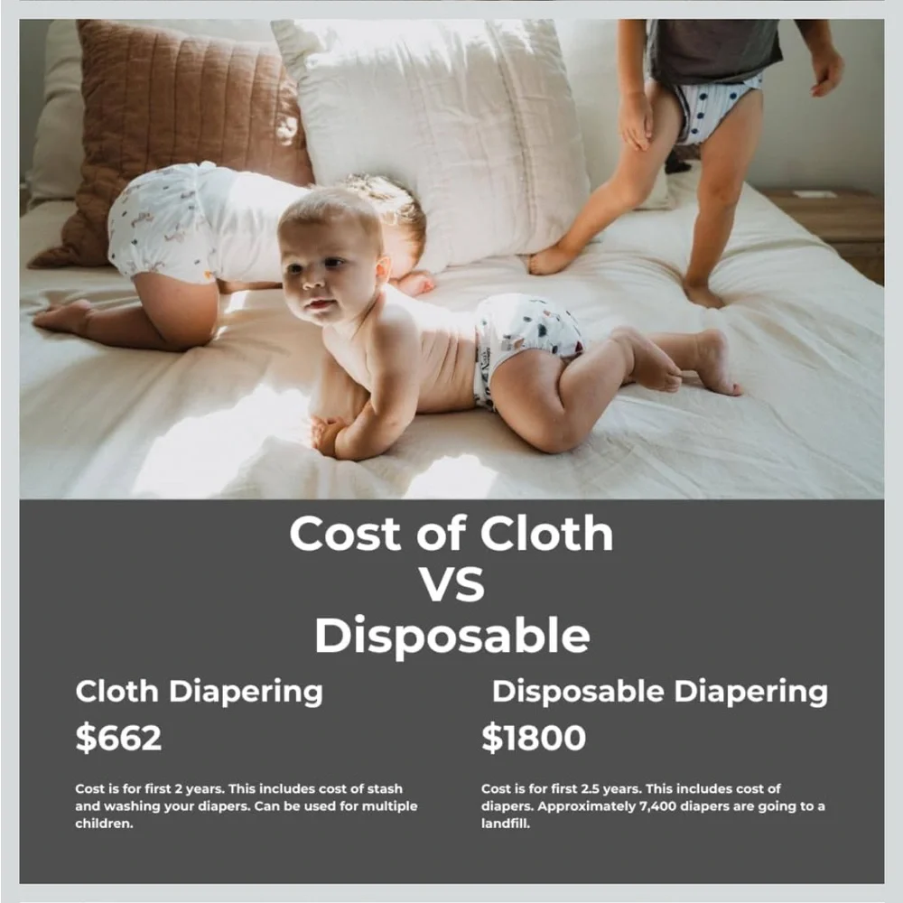 Nora's Nursery Cloth Diapers 7 Pack w/ 7 Inserts & 1 Wet Bag One Size-Black Tie